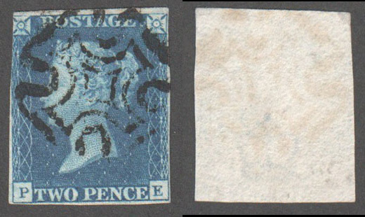 Great Britain Scott 2 Used Plate 2 - PE (P) - Click Image to Close