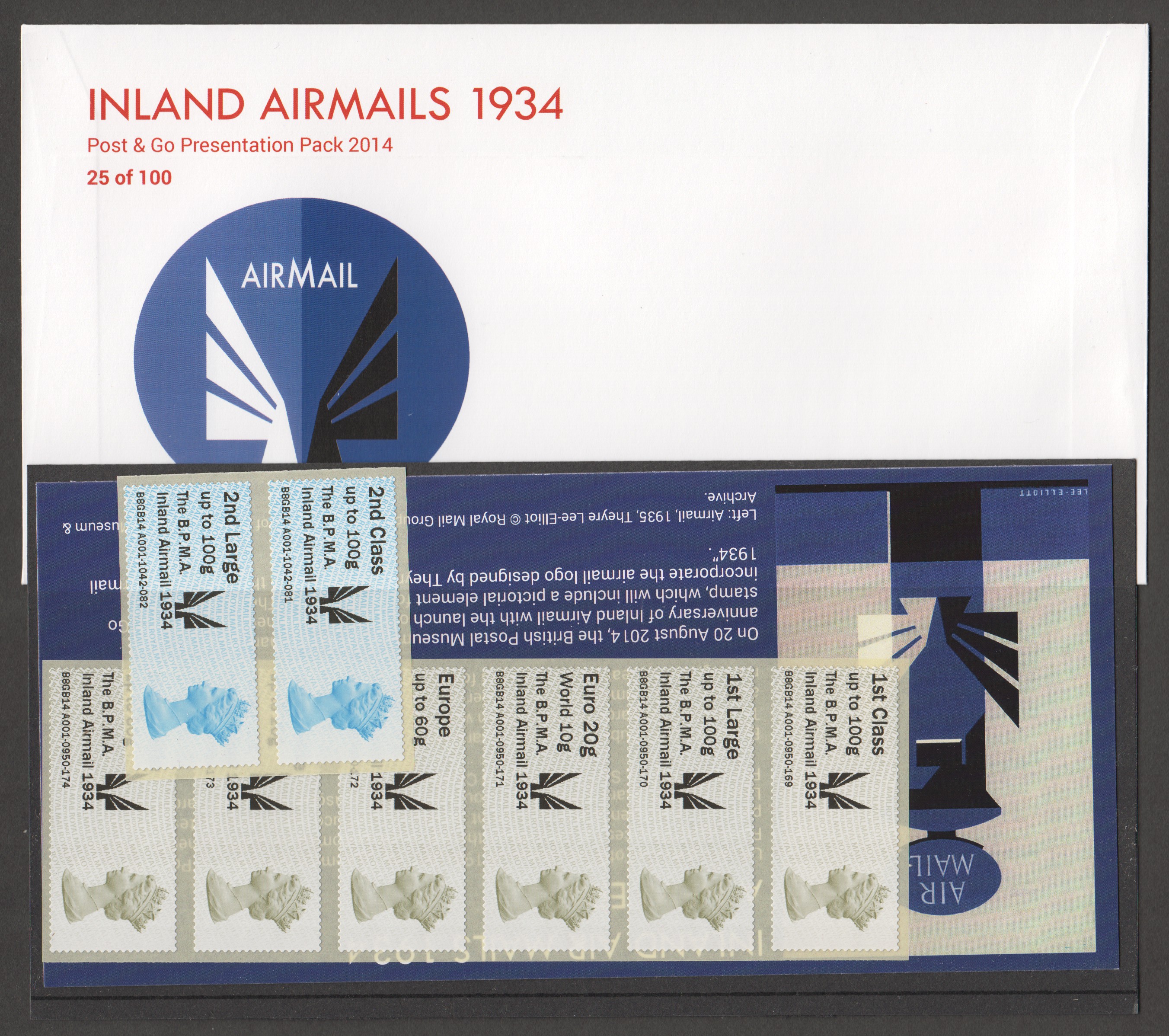 Great Britain 2014 BPMA Inland Airmail 1934 Post & Go Presentation Pack - Click Image to Close